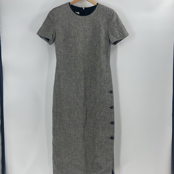 Talbots grey linen sheath maxi dress career work business - Picture 5 of 15